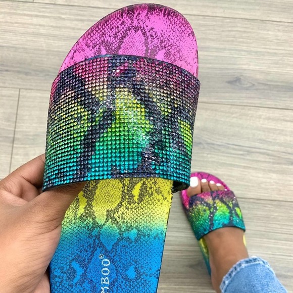 Shoes - NEW Multi Colored Sparkle Slide Sandals